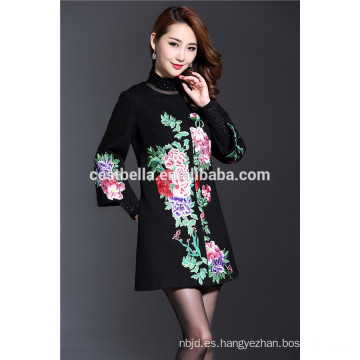 2016 otoño chino tradicional estilo abrigo impreso sobretodo Elegante damas Trench Coat